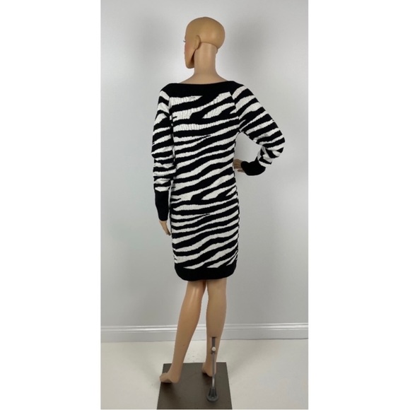 Black and White Zebra Sweater Dress - Picture 5 of 6